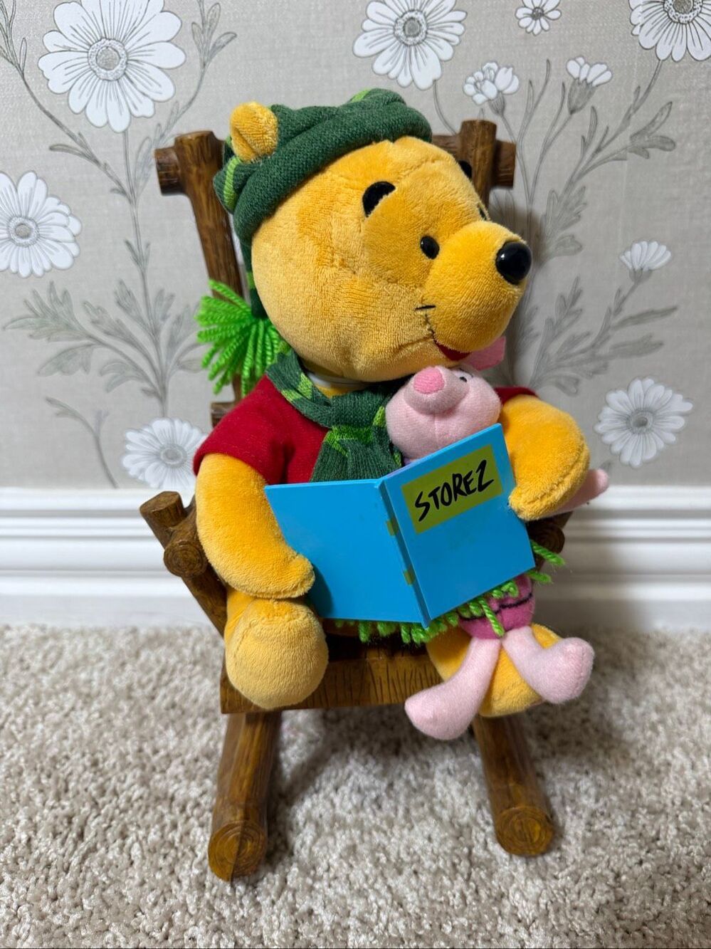 Vintage Disney Winnie the Pooh & Piglet Rocking Chair Storytime Display 14”